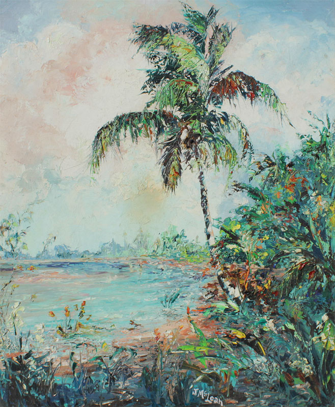 Appraisal: FLORIDA RIVER PAINTING J MCLEAN Oil Canvas '' x ''