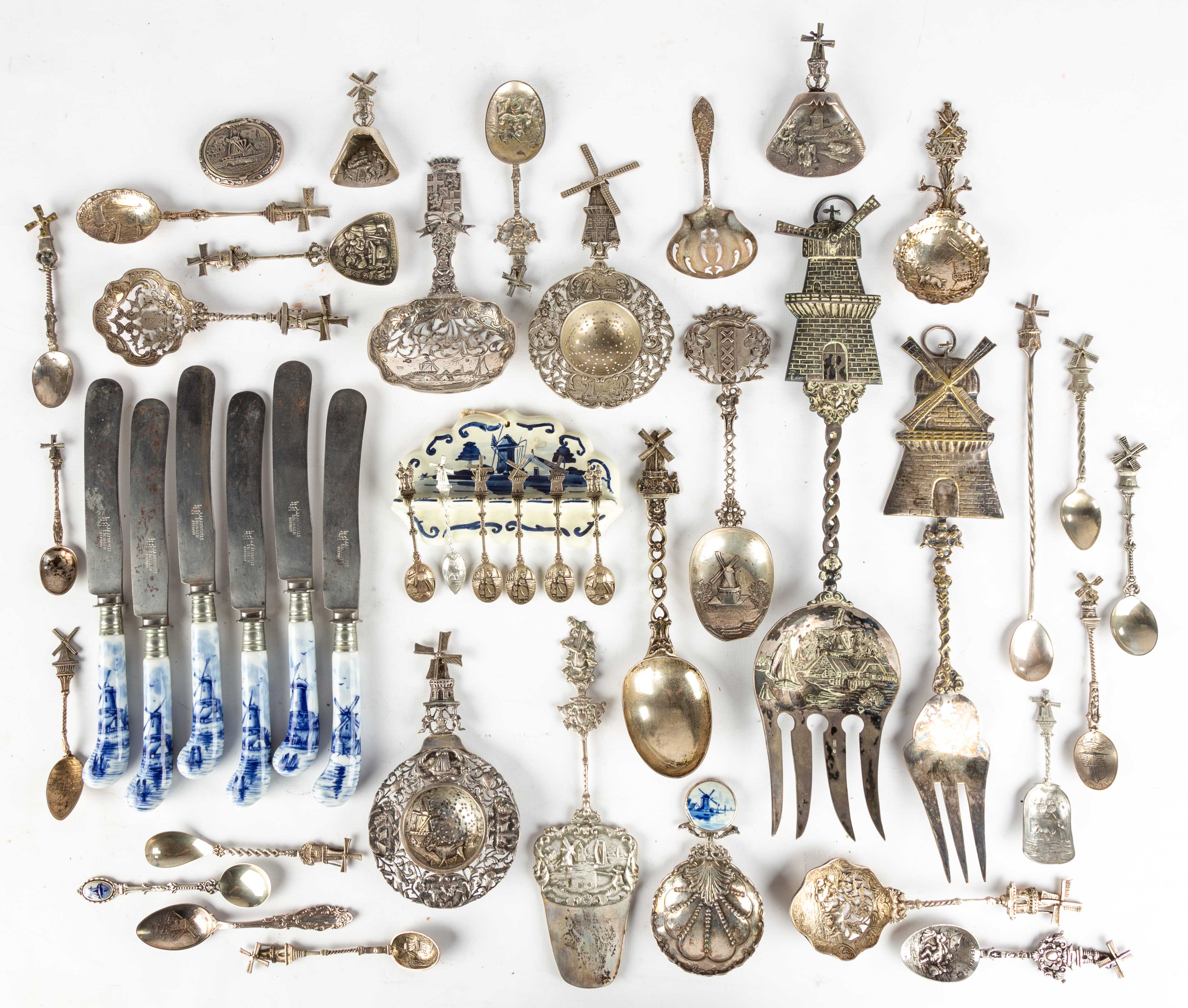 Appraisal: GERMAN DUTCH SILVER NOVELTY SPOONS SERVING PIECES silver weighable troy