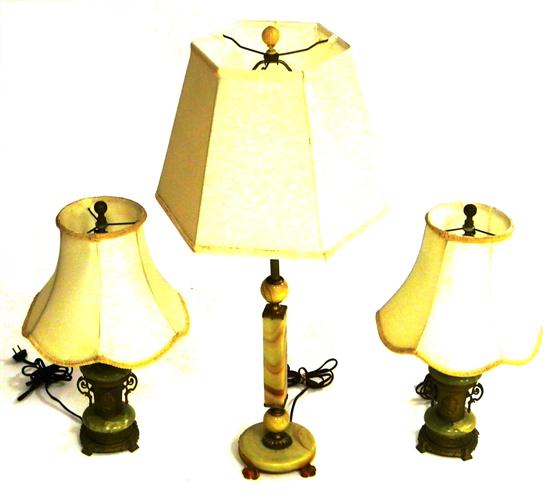 Appraisal: Three table lamps including pair Neo-Classical style urn form green