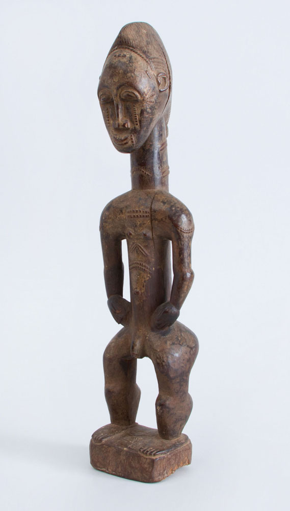 Appraisal: AFRICAN CARVED WOOD BAULE MALE FIGURE C TE D'IVOIRE x