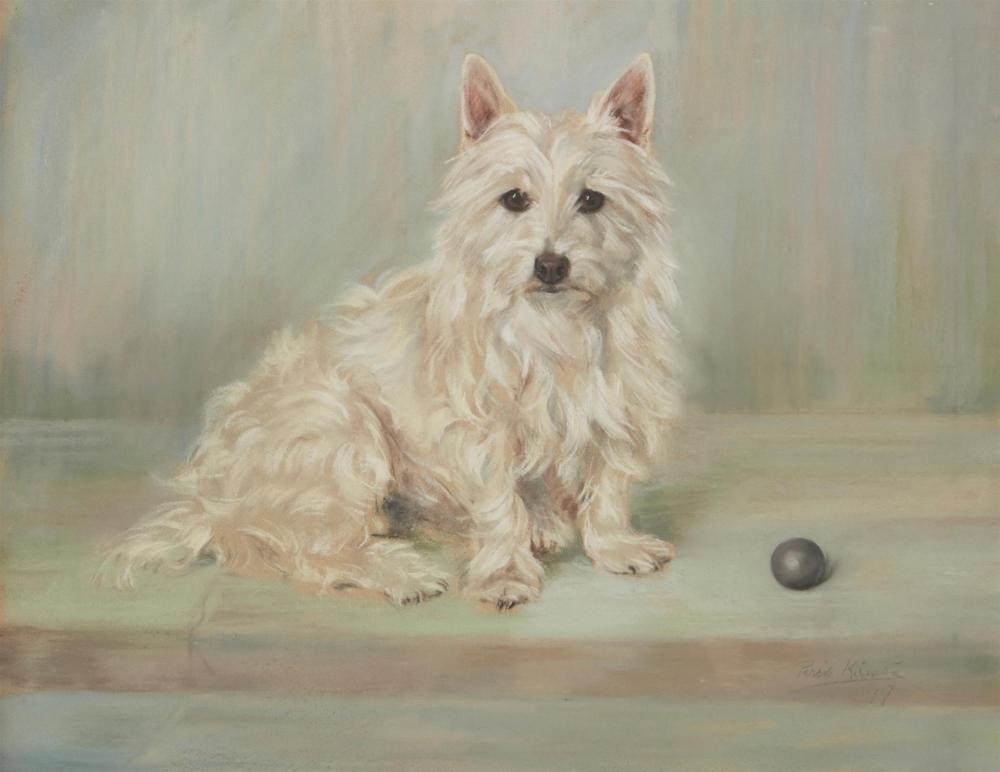 Appraisal: PERSIS KIRMSE - WHITE TERRIER PASTEL ON PAPER SIGHT H