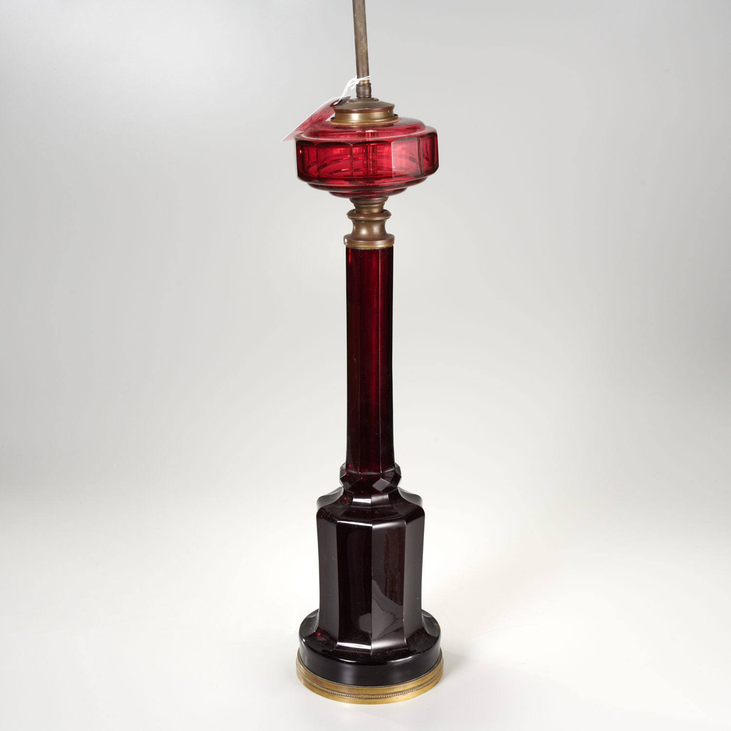 Appraisal: ANTIQUE CUT RUBY GLASS TABLE LAMP th th c -light