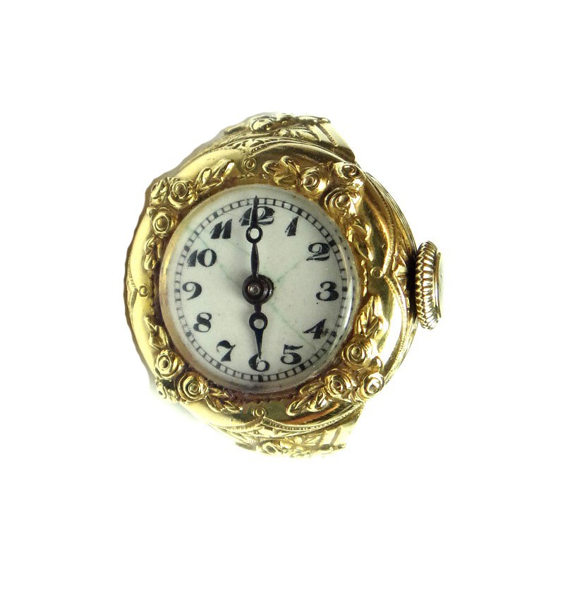 Appraisal: A lady's gold cased ring watch the enameled dial with