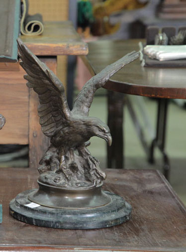 Appraisal: BRONZE EAGLE AFTER JULES MOIGNIEZ th century casting signed on