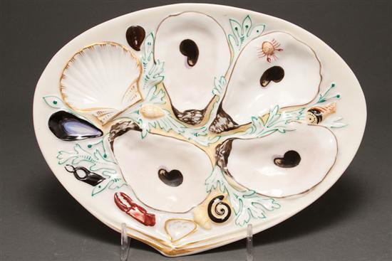 Appraisal: Union Porcelain Works painted porcelain oyster plate late th century