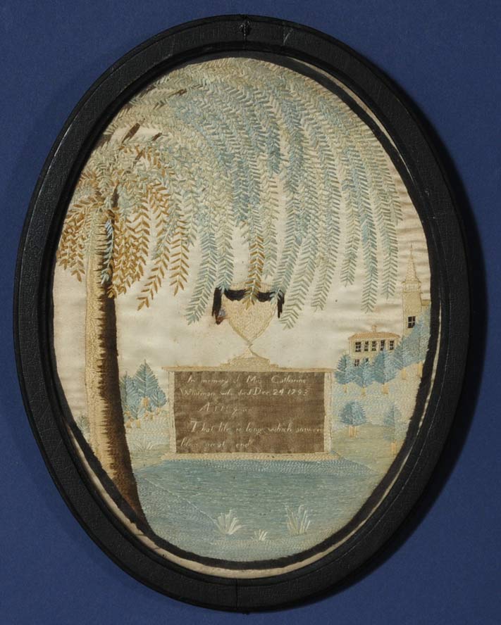 Appraisal: Silk Memorial Needlework Picture Miss Catherine Witman Dec That Life