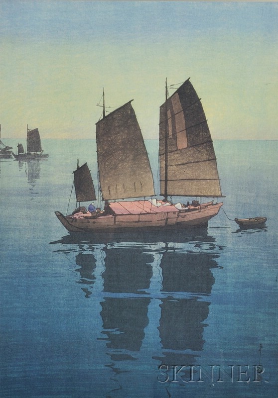 Appraisal: Yoshida Hiroshi Sailing Boats Forenoon dai-oban fine impression color and