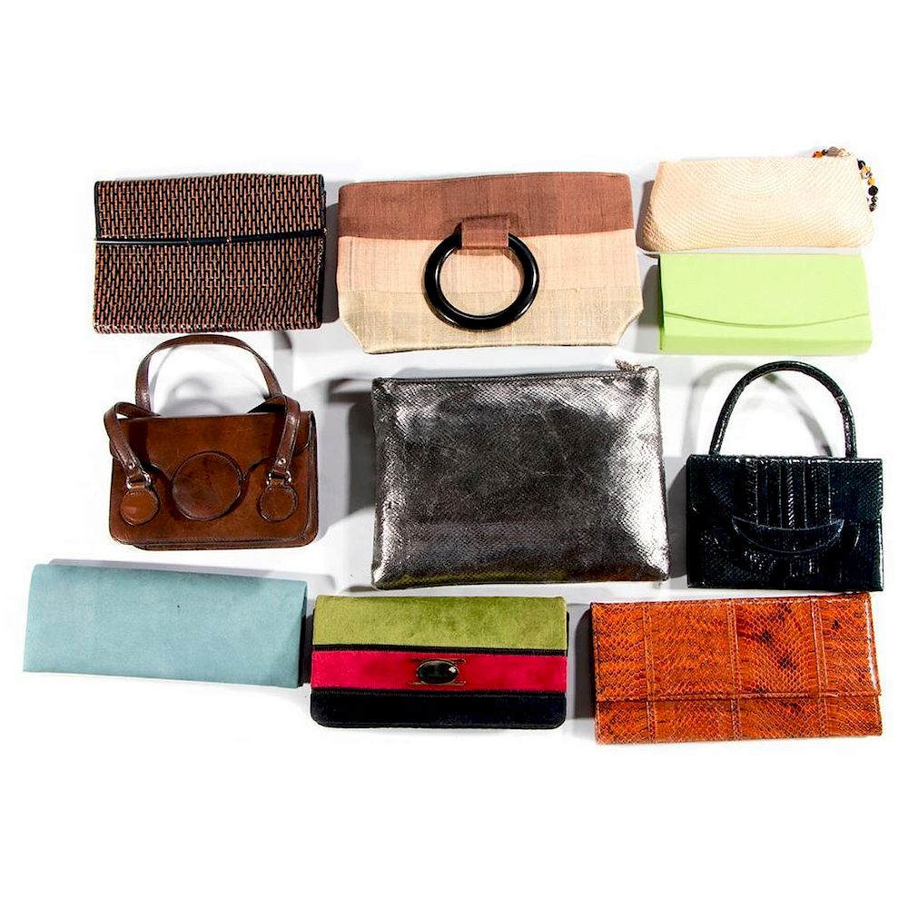 Appraisal: Assorted Leather Fabric Handbags Assorted Leather Fabric Handbags Items are