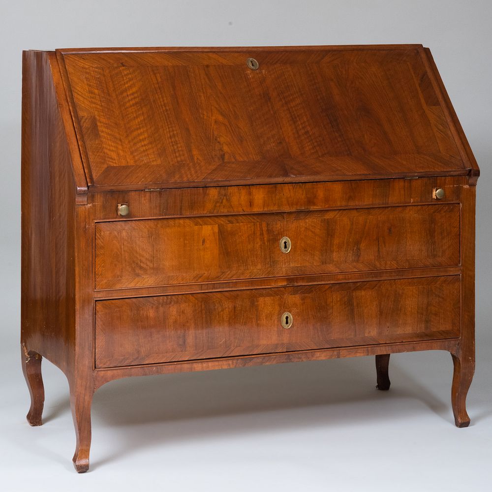 Appraisal: Italian Inlaid Walnut Slant Front Desk The slant-front opening to