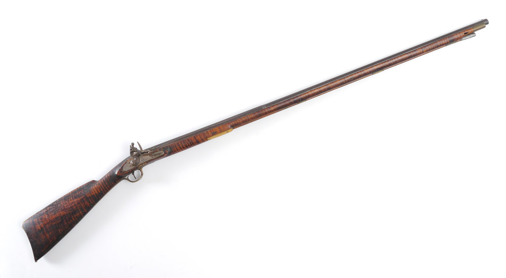 Appraisal: KETLAND FULL STOCK KENTUCKY FLINTLOCK RIFLE Full stock tiger maple