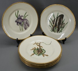 Appraisal: Six Royal Copenhagen plates featuring fish one cracked