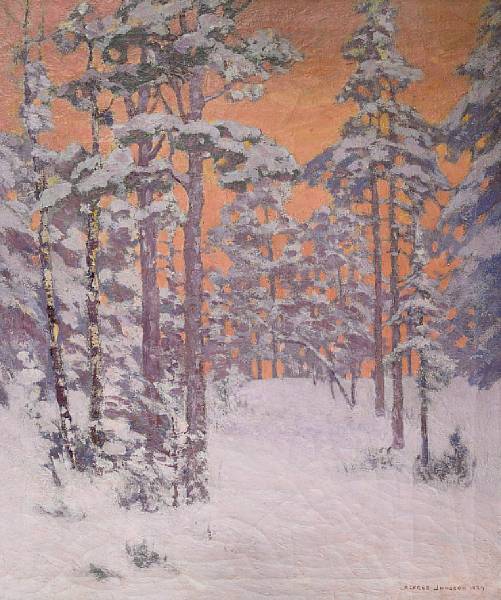 Appraisal: Alfred Jansson Swedish American - Winter in the Woods signed