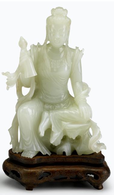 Appraisal: Good Chinese light celadon jade Quanyinlate th century