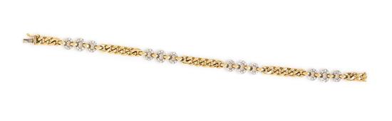 Appraisal: Sale Lot An Karat Bicolor Gold and Diamond Link Bracelet