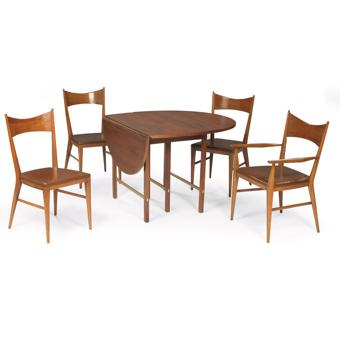 Appraisal: Paul McCobb table and chairs by Calvin walnut table with