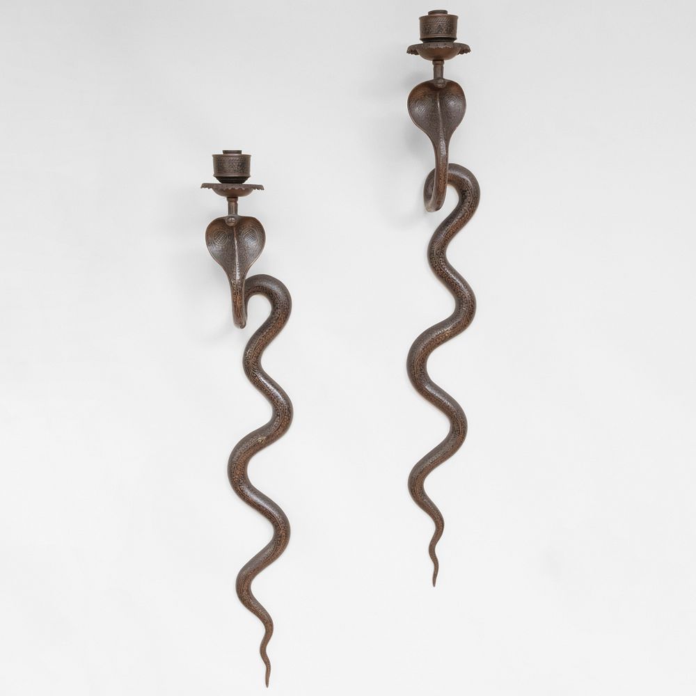 Appraisal: Pair of Napoleon III Metal Serpent Sconces x x in