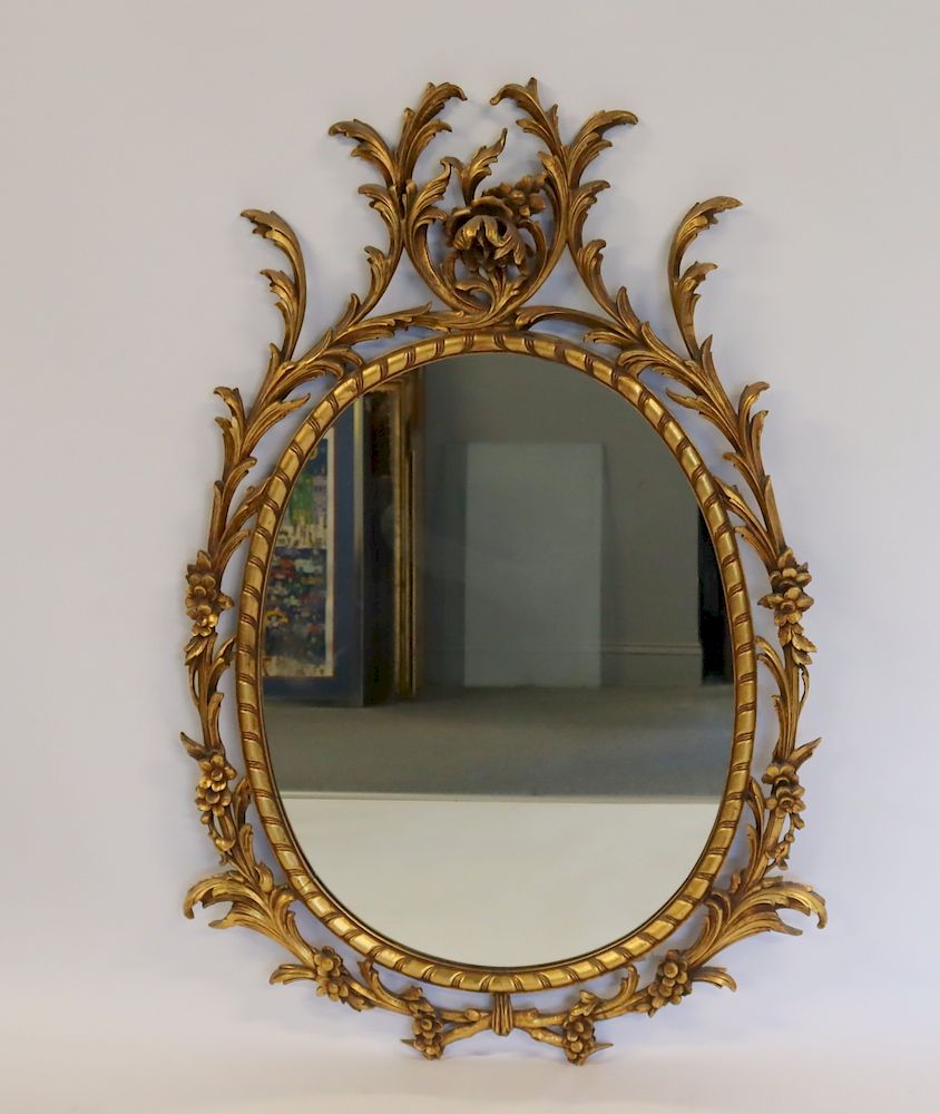 Appraisal: Antique Rococo Carved Giltwood Mirror From a Greenwich CT estate