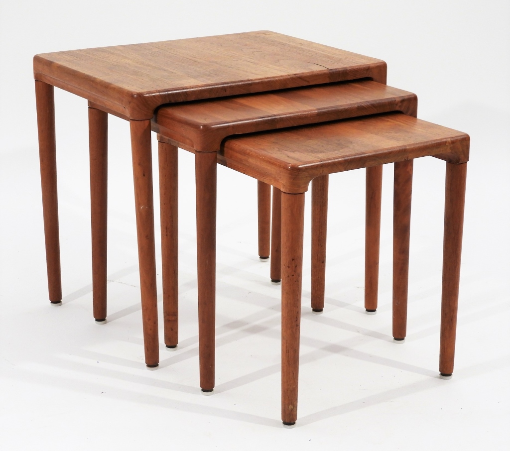 Appraisal: PC DANISH MCM MODERN TEAK WOOD NESTING TABLES Denmark Circa