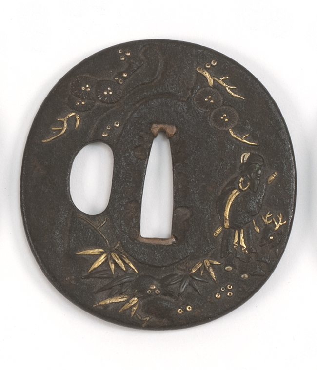 Appraisal: IRON SHIN NO MARU-GATA TSUBA th CenturyWith inlaid and relief