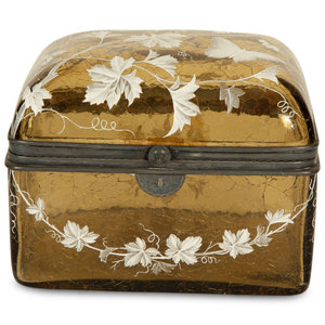 Appraisal: A Bohemian Moser Style Amber Glass Casket th th Century