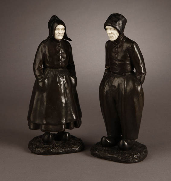 Appraisal: After Paul d'Aire bronze figures Dutch couple After Paul d'Aire