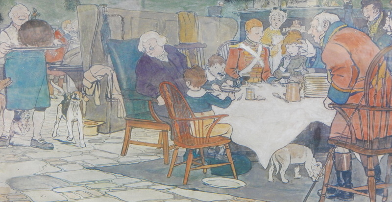 Appraisal: After Cecil Aldin Figures eating Christmas lunch in a tavern