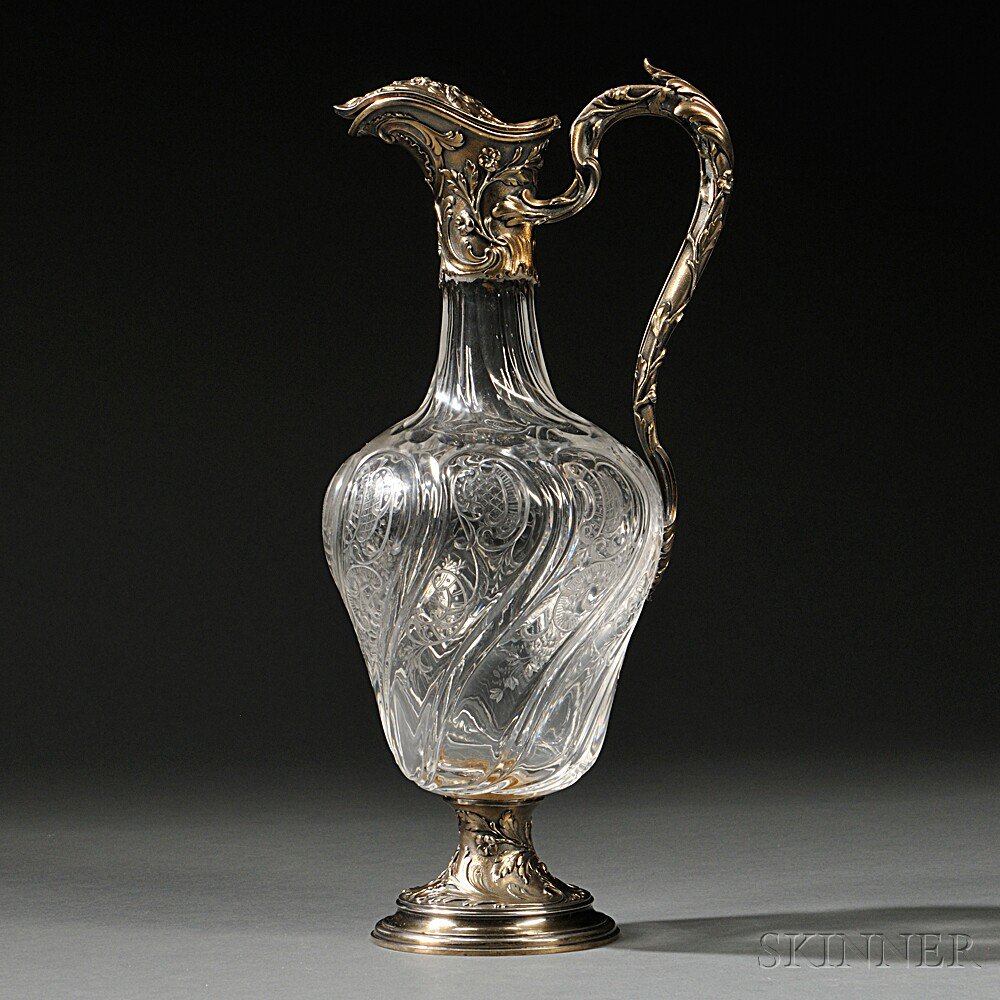 Appraisal: French Silver-mounted Rock Crystal Claret Jug Paris - Pr vost