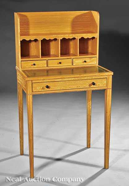 Appraisal: A George VI Satinwood Writing Desk th c superstructure with