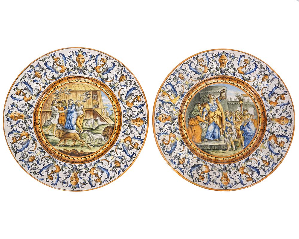 Appraisal: Pr Large Italian Faience Ceramic Chargers Pair of large ceramic