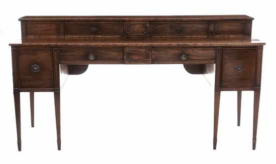 Appraisal: George III mahogany sideboard late th century tiered top with