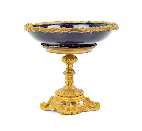 Appraisal: A Gilt Bronze Mounted Sevres Style Porcelain Tazza Height inches