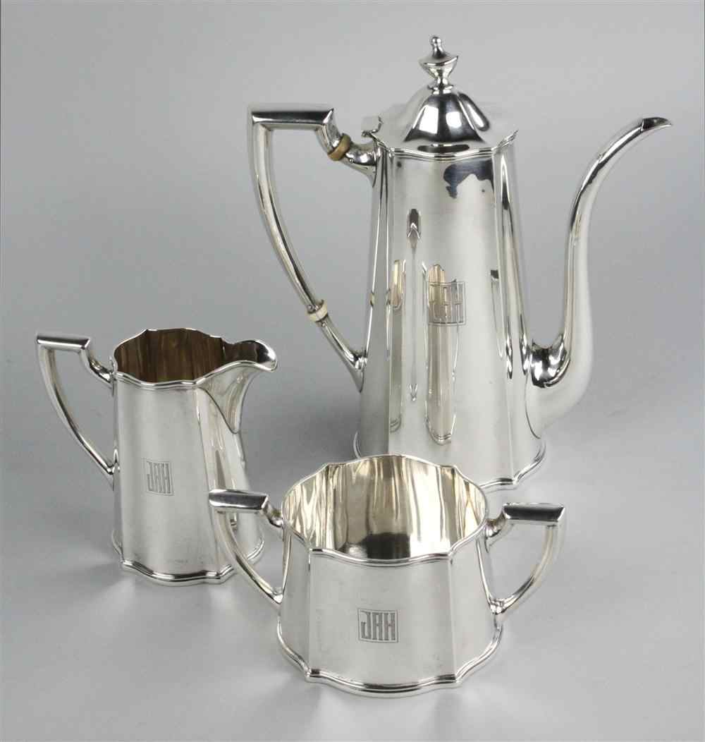 Appraisal: STERLING SILVER COFFEE SET circa - marked EB Sterling for