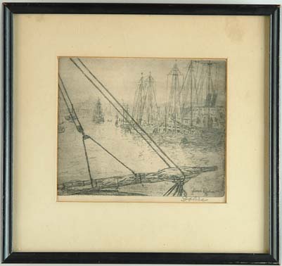 Appraisal: LEON LOUIS DOLICE American - FULTON FISH DOCK Engraving signed