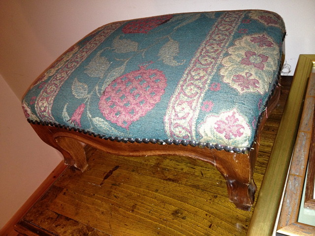 Appraisal: A PINE DRESSING STOOL with upholstered top