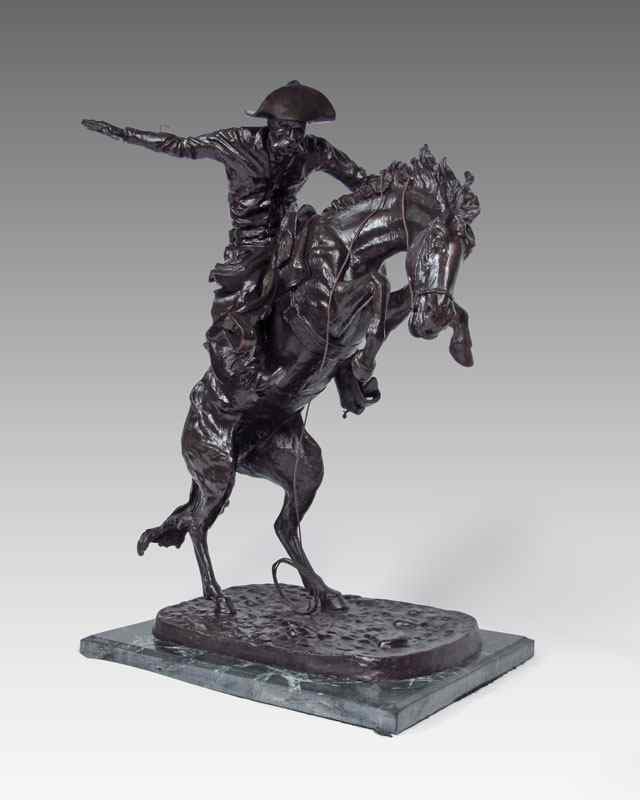 Appraisal: AFTER REMINGTON BRONCO BUSTER BRONZE On marble base '' h