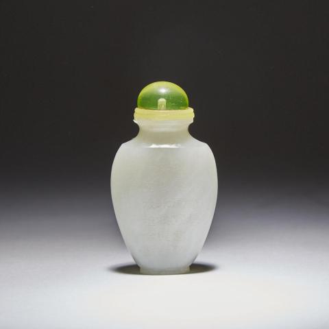 Appraisal: A White Jade Imperial Poem Snuff Bottle Qing Dynasty With