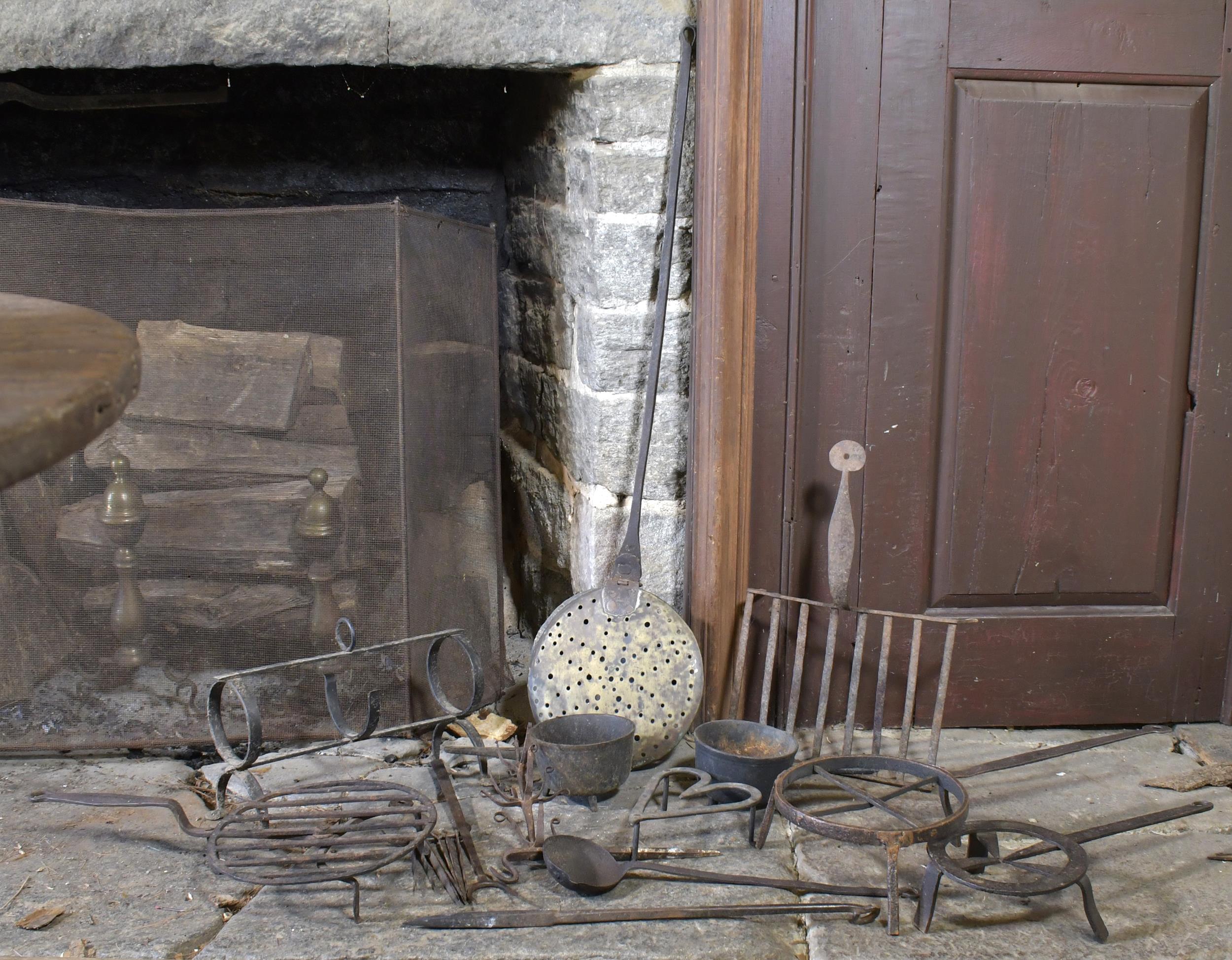 Appraisal: COLLECTION OF ANTIQUE IRON HEARTH ITEMS An assembled collection of