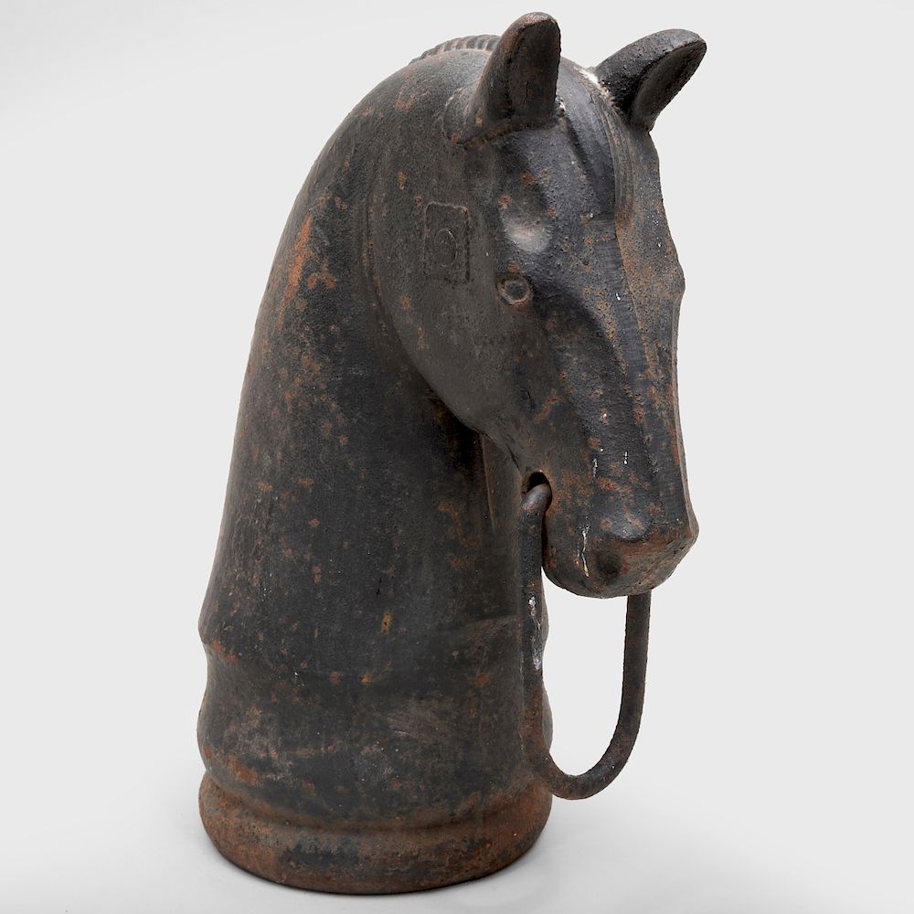 Appraisal: Cast Iron Horse Head Hitching Post Top in high The