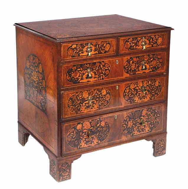 Appraisal: AN EARLY TH CENTURY WALNUT AND MARQUETRY CHEST the top