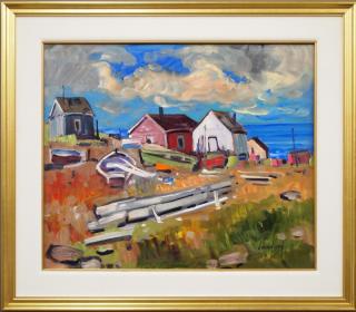 Appraisal: Bruno Cote seaside village Bruno Cote Canadian - Oil on