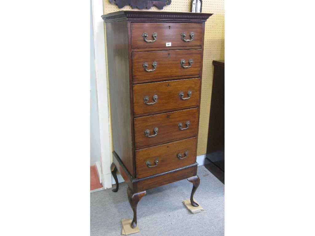 Appraisal: Five drawer chest on stand