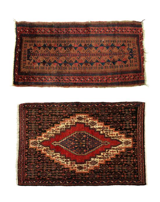 Appraisal: TWO ORIENTAL RUGS Belouch Overall geometric designs Two color diamond