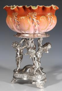 Appraisal: AN EXCEPTIONAL VICTORIAN BRIDE'S BOWL ON CHERUB STAND A HORNER