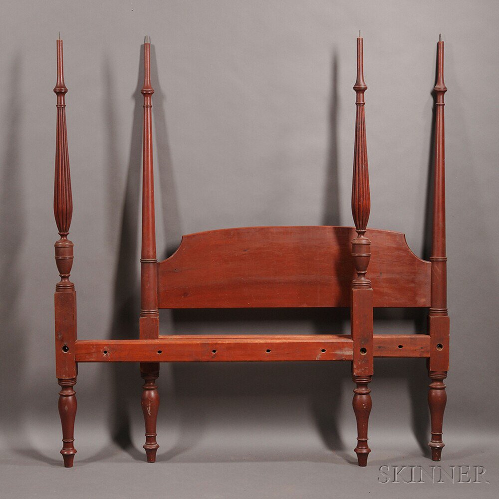 Appraisal: Federal Red-painted Tall Post Bed New England early th century