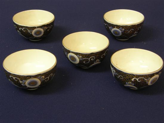 Appraisal: Set of five Japanese porcelain tea bowls each with gold