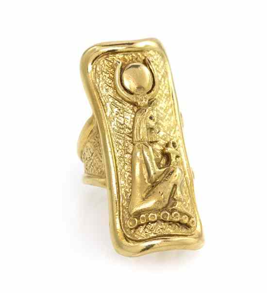 Appraisal: An Karat Yellow Gold Egyptian Motif Ring depicting a seated