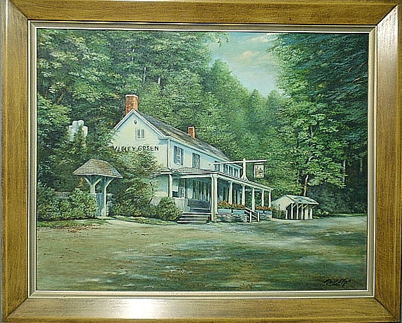 Appraisal: - Oil on canvas painting of the Valley Green Tavern