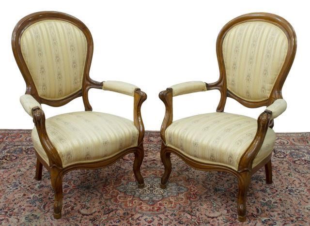 Appraisal: pair French Louis Philippe armchairs th c padded oval back