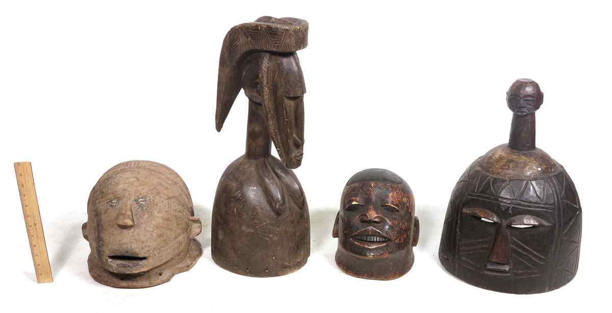 Appraisal: CARVED AFRICAN HELMET MASKS '' x '' x '' lbs