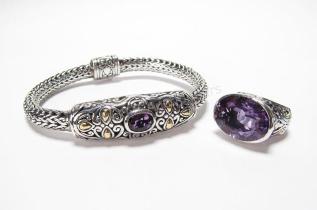 Appraisal: Behnam Jewelry Company bracelet and ring including sterling silver wheat